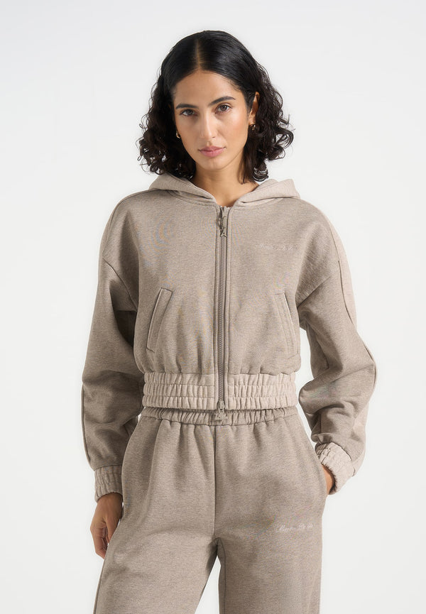 Rayna - Two Tone Relaxed Zip Through Hoodie - Beige