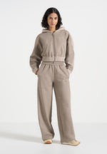 Rayna - Two Tone Relaxed Zip Through Hoodie - Beige