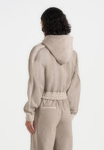 Rayna - Two Tone Relaxed Zip Through Hoodie - Beige