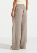 Caya - Two Tone Wide Leg Popper Joggers - Beige