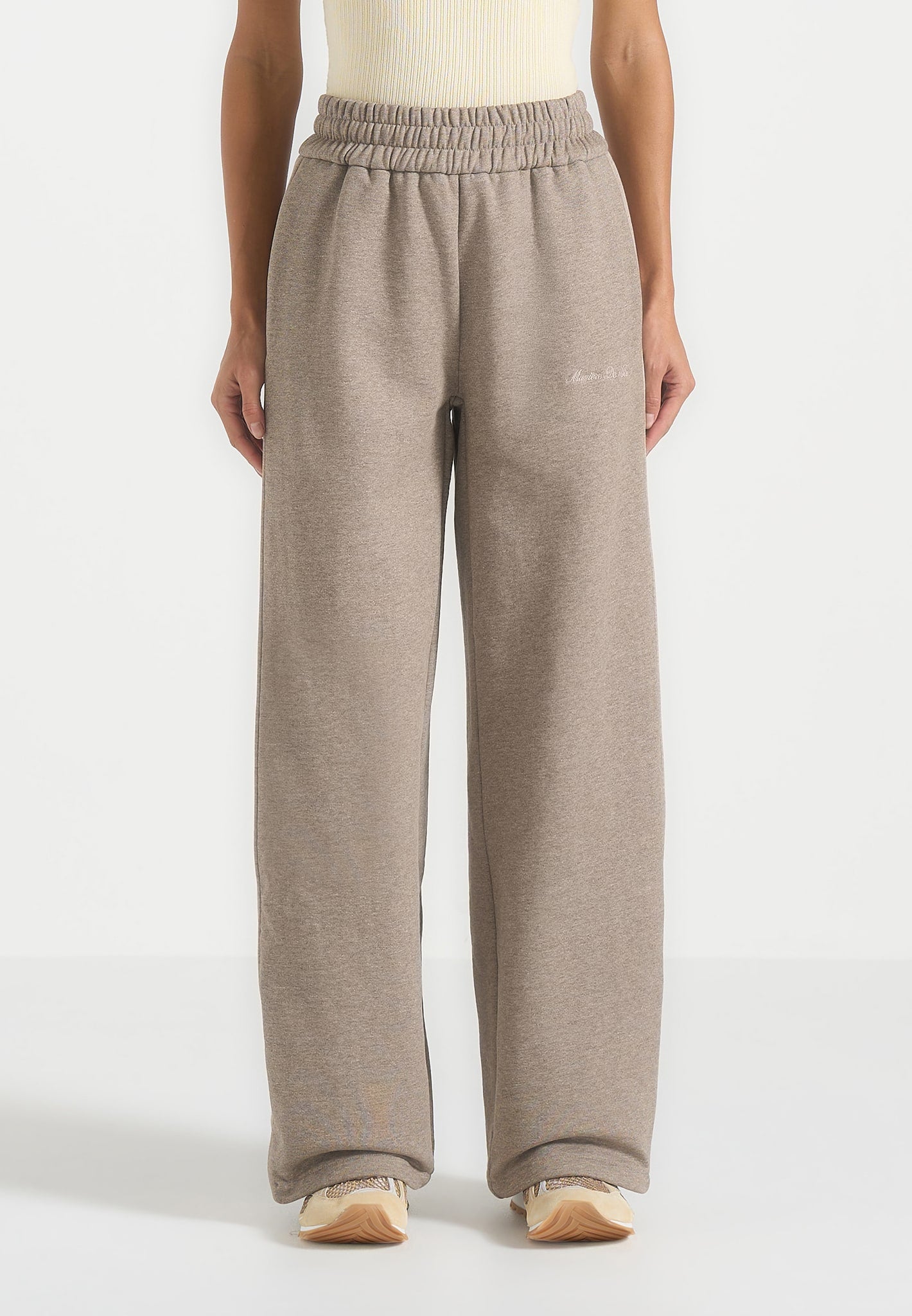 Caya - Two Tone Wide Leg Popper Joggers - Beige 