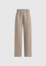 Caya - Two Tone Wide Leg Popper Joggers - Taupe