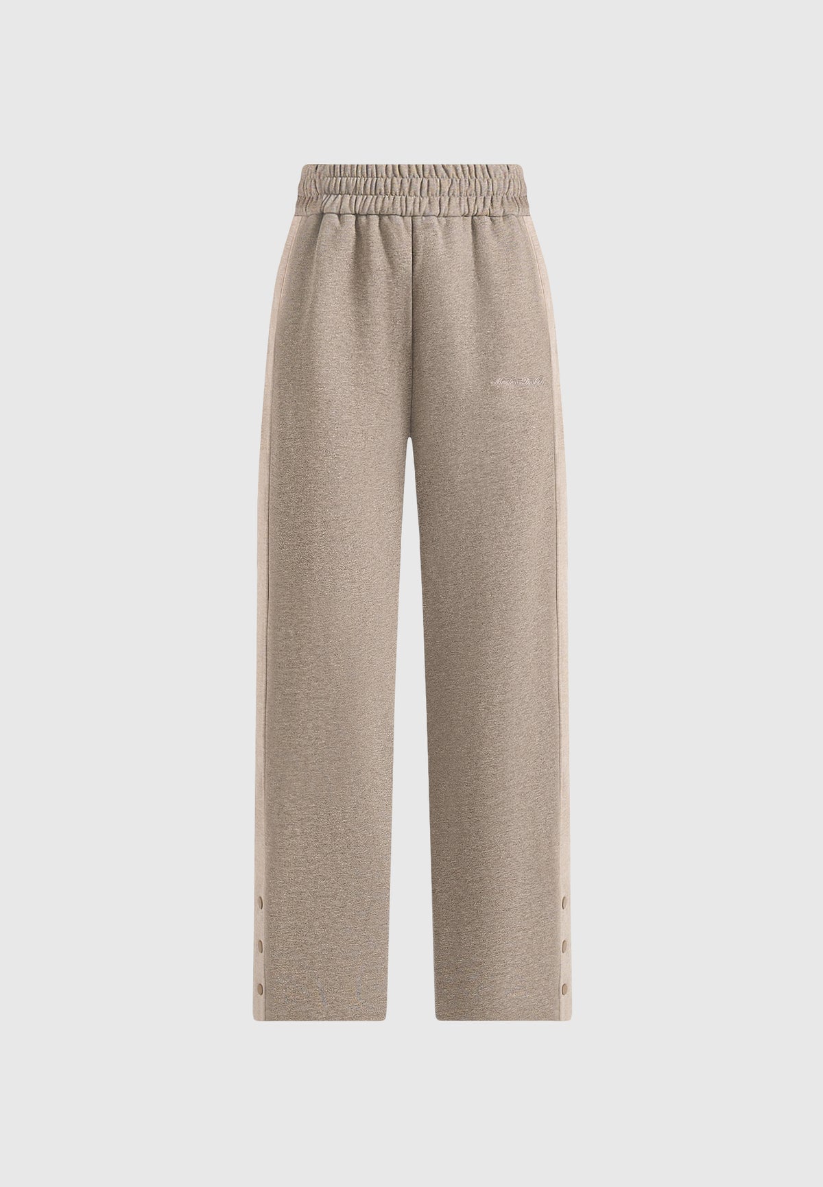 Caya - Two Tone Wide Leg Popper Joggers - Taupe