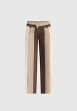 Jacinda - Colour Block Denim Jeans - Beige/Brown