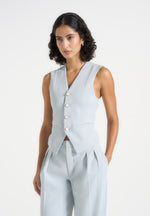Christine - Tailored Cinched Waistcoat - Pale Blue