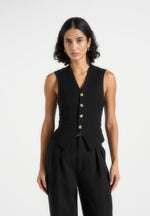 Christine - Tailored Cinched Waistcoat - Black