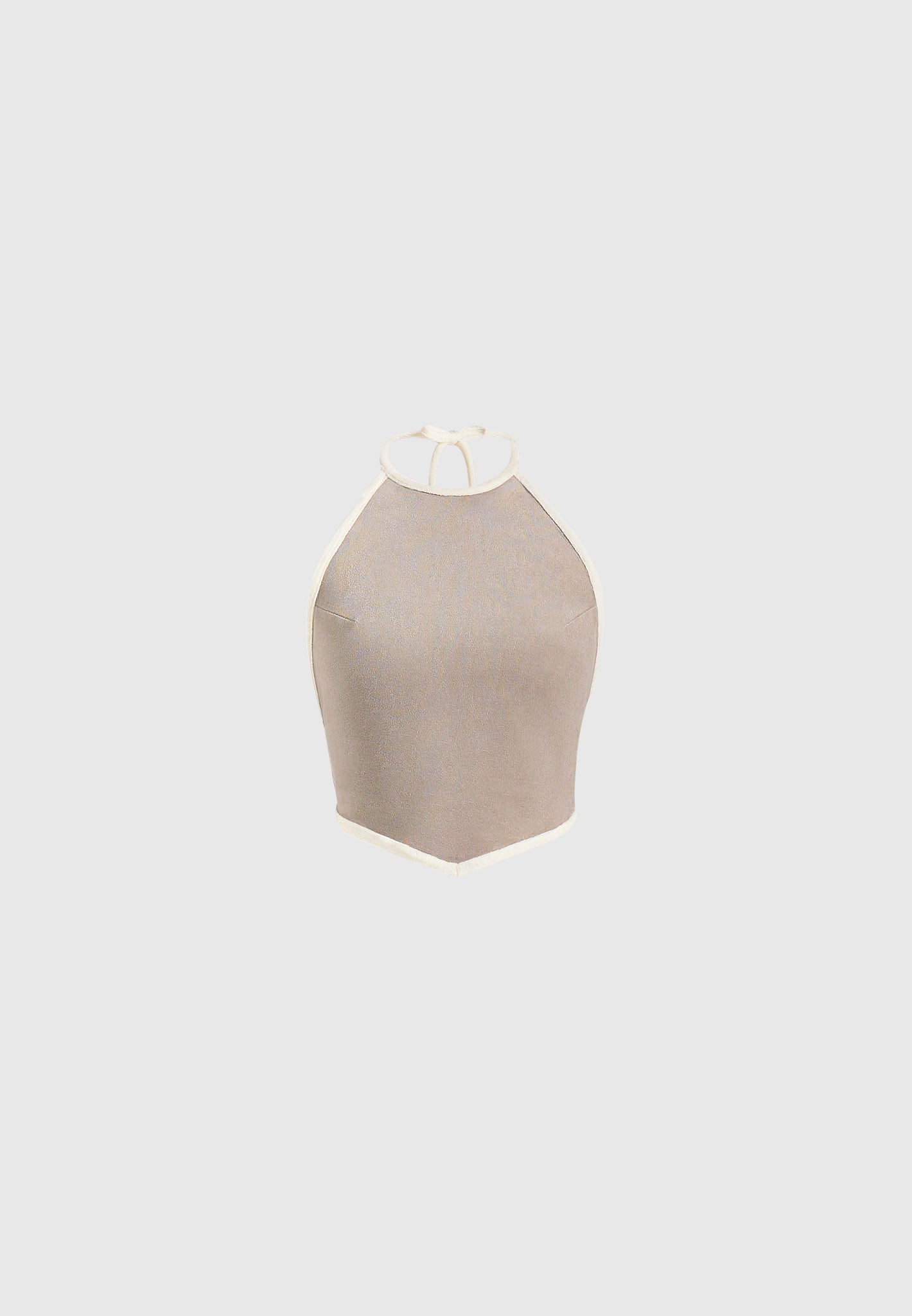Malena - Contrast Velour Halter Top - Beige