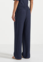 Addison - Unisex Textured Relaxed Fit Trousers - Navy