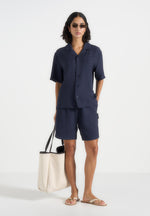 Harley - Unisex Textured Revere Shirt - Navy