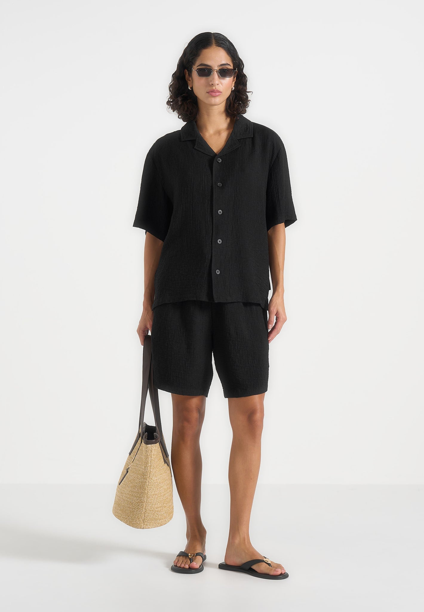 Harley - Unisex Textured Revere Shirt - Black