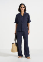 Harley - Unisex Textured Revere Shirt - Navy