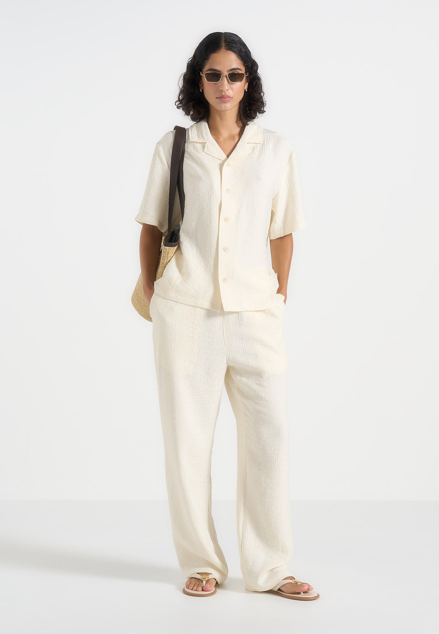 Harley - Unisex Textured Revere Shirt - Cream