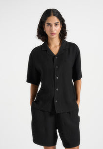 Harley - Unisex Textured Revere Shirt - Black