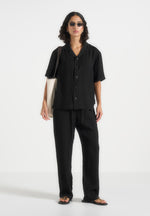 Harley - Unisex Textured Revere Shirt - Black