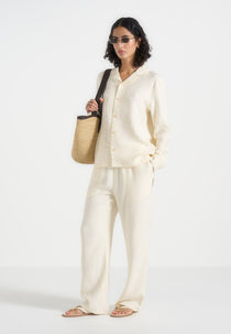 Bailey - Unisex Textured Long Sleeve Shirt - Cream