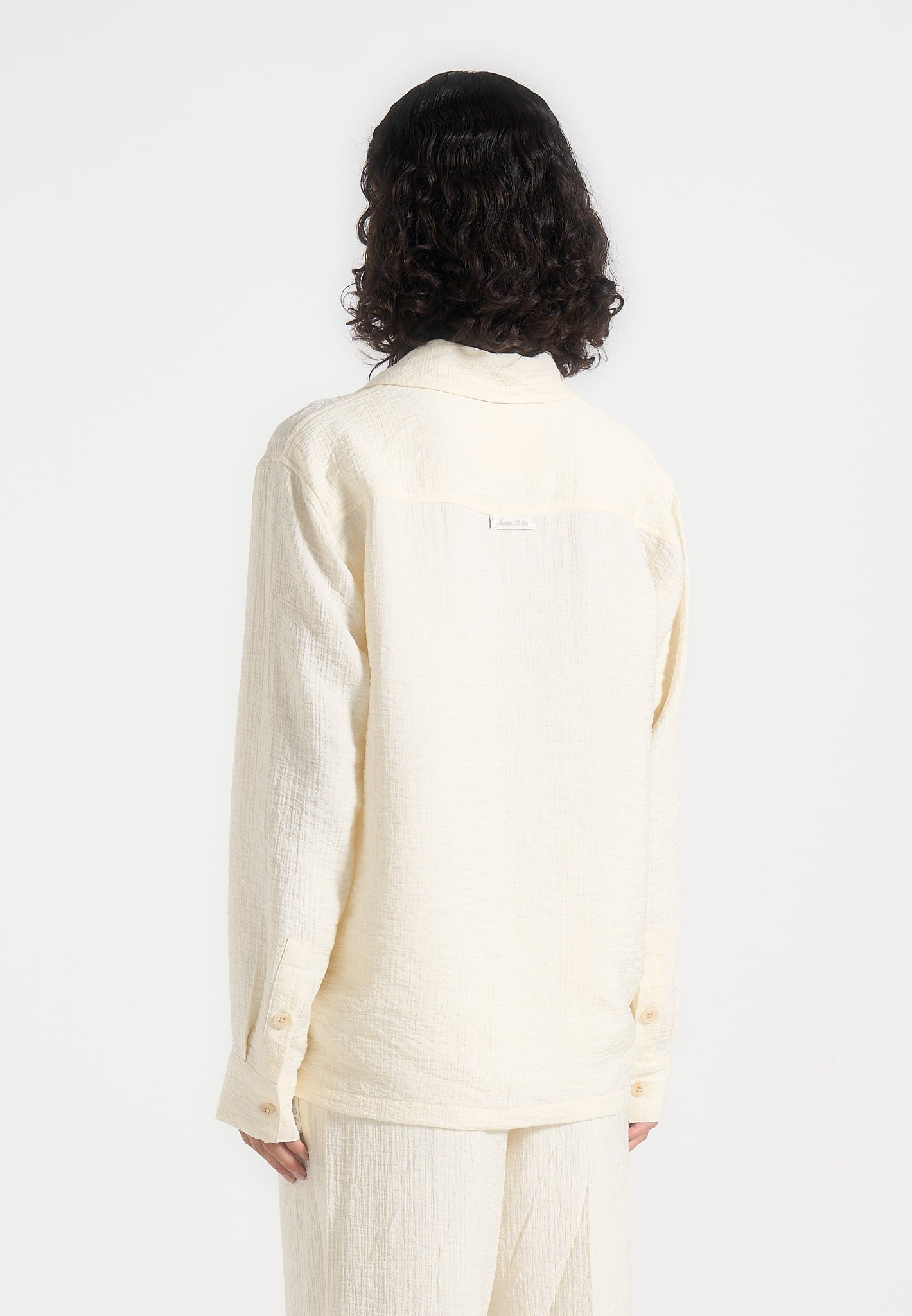 Bailey - Unisex Textured Long Sleeve Shirt - Cream