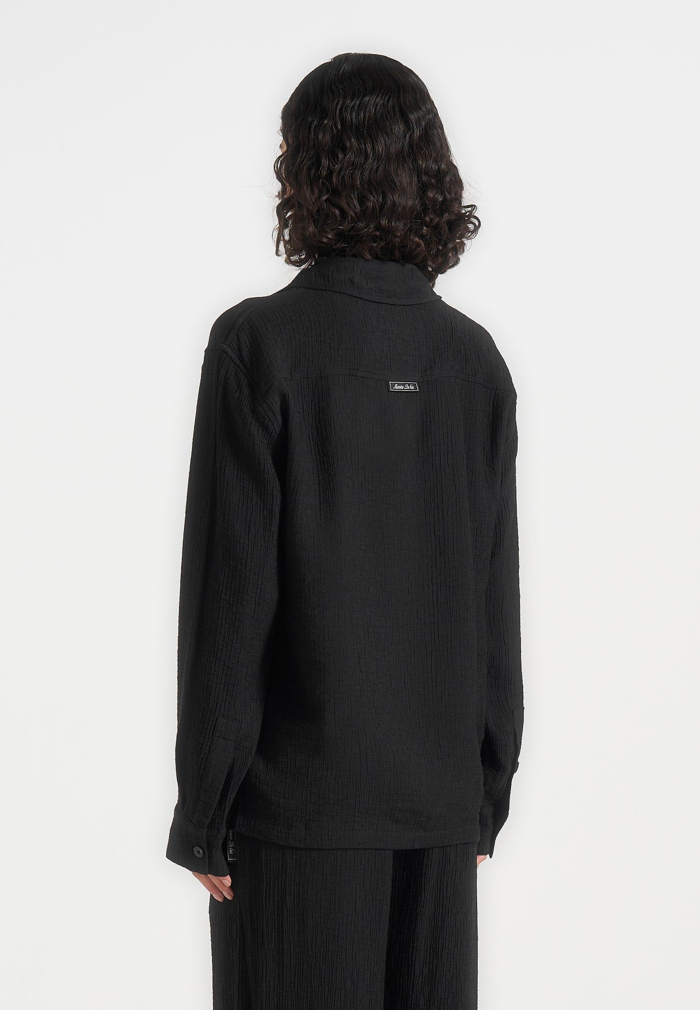 Bailey - Unisex Textured Long Sleeve Shirt - Black