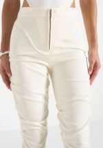 Caroline - Tacked Twill Fit & Flare Trousers - White