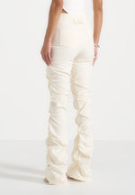 Caroline - Tacked Twill Fit & Flare Trousers - White