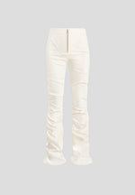 Caroline - Tacked Twill Fit & Flare Trousers - White