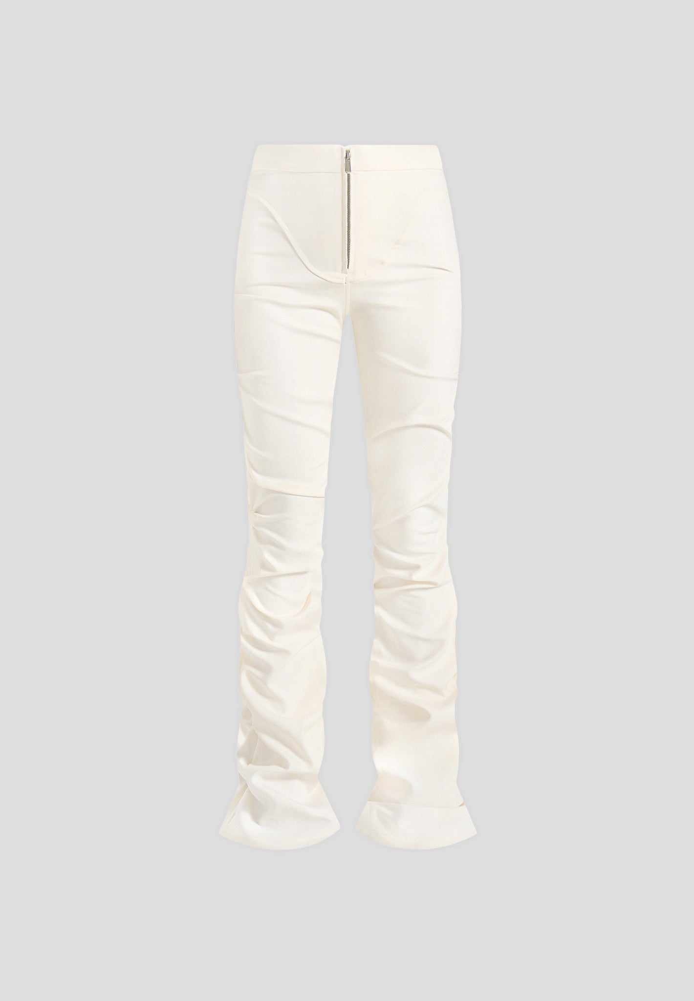 Caroline - Tacked Twill Fit & Flare Trousers - White