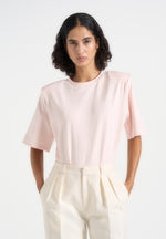 Mia - Wide Shoulder Bodysuit T-Shirt - Pale Pink