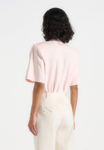Mia - Wide Shoulder Bodysuit T-Shirt - Pale Pink