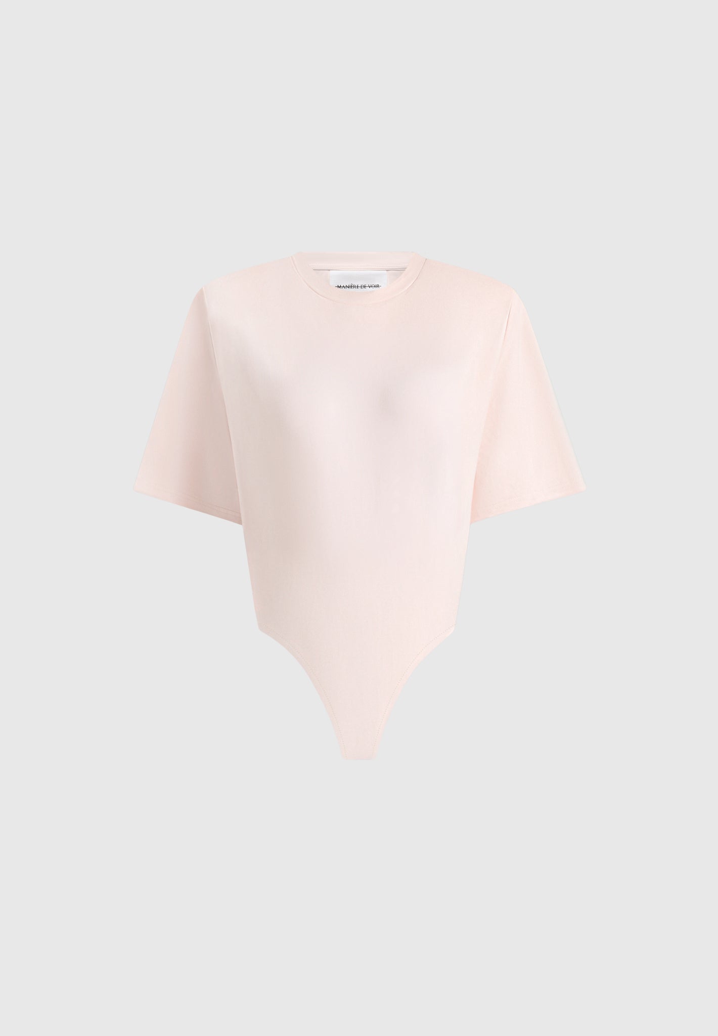 BS002 - Wide Shoulder Bodysuit T-Shirt - Pale Pink