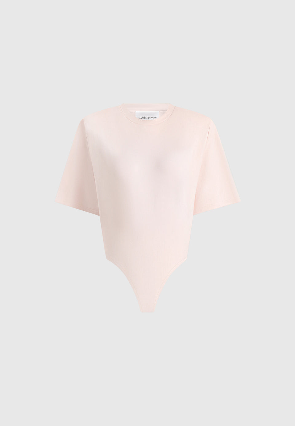 BS002 - Wide Shoulder Bodysuit T-Shirt - Pale Pink