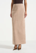 Celie - Suede Maxi Skirt - Taupe