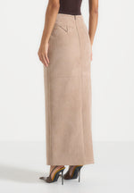 Celie - Suede Maxi Skirt - Taupe