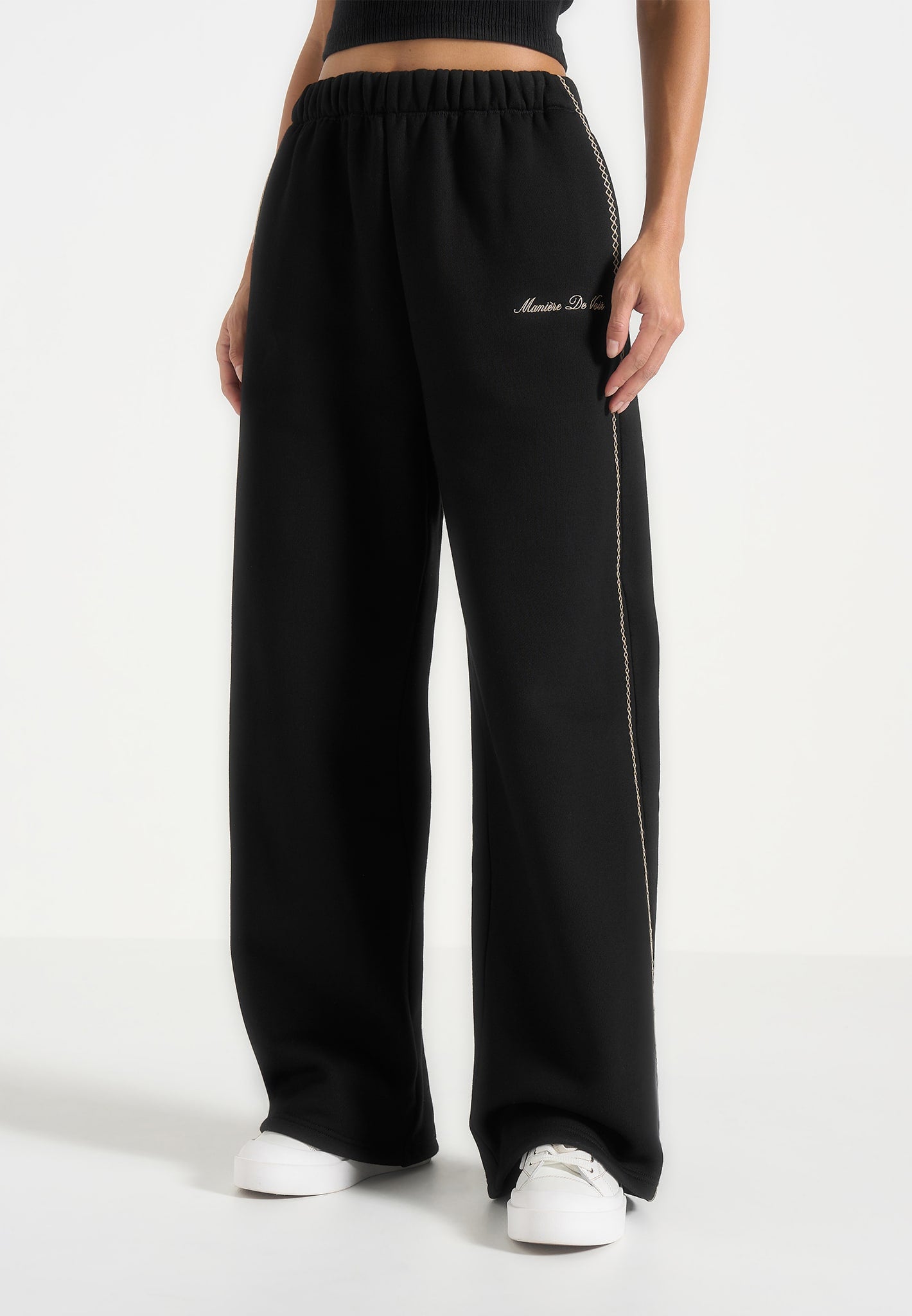 Morgan - Unisex Whipstitch Regular Joggers - Black