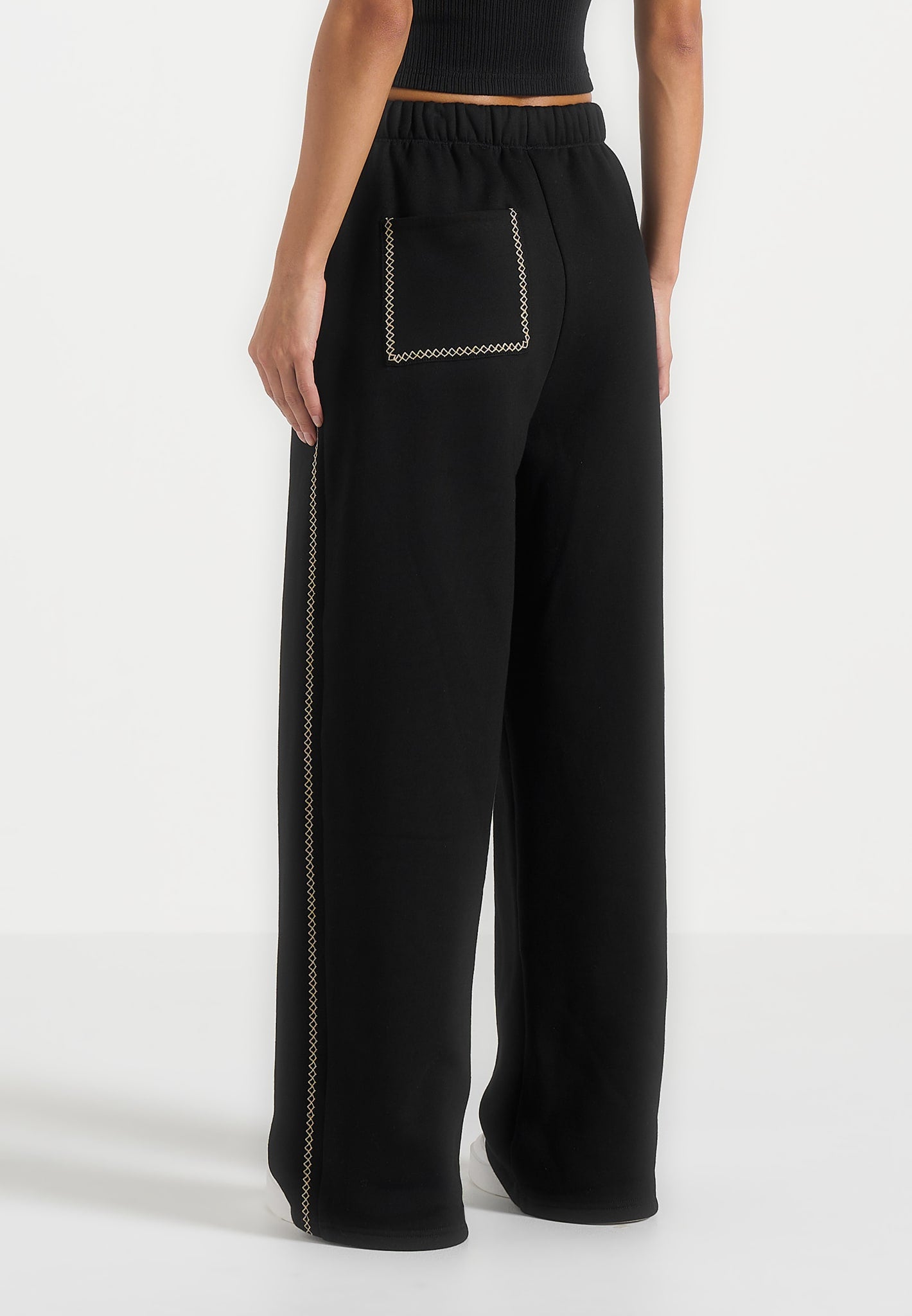 Morgan - Unisex Whipstitch Regular Joggers - Black