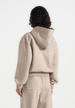 Ollie - Unisex Whipstitch Raglan Effect Zip Hoodie - Taupe