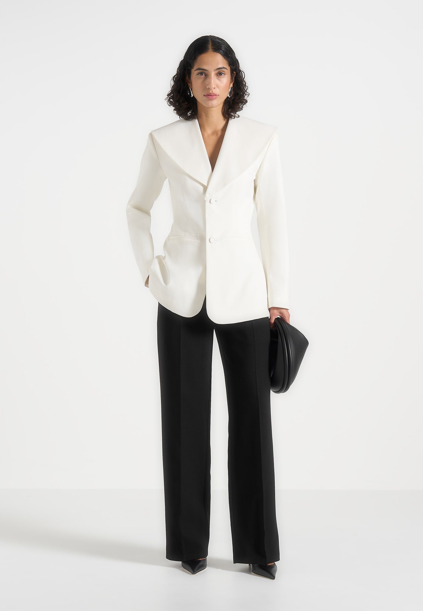 Emy - Shawl Hourglass Blazer - White