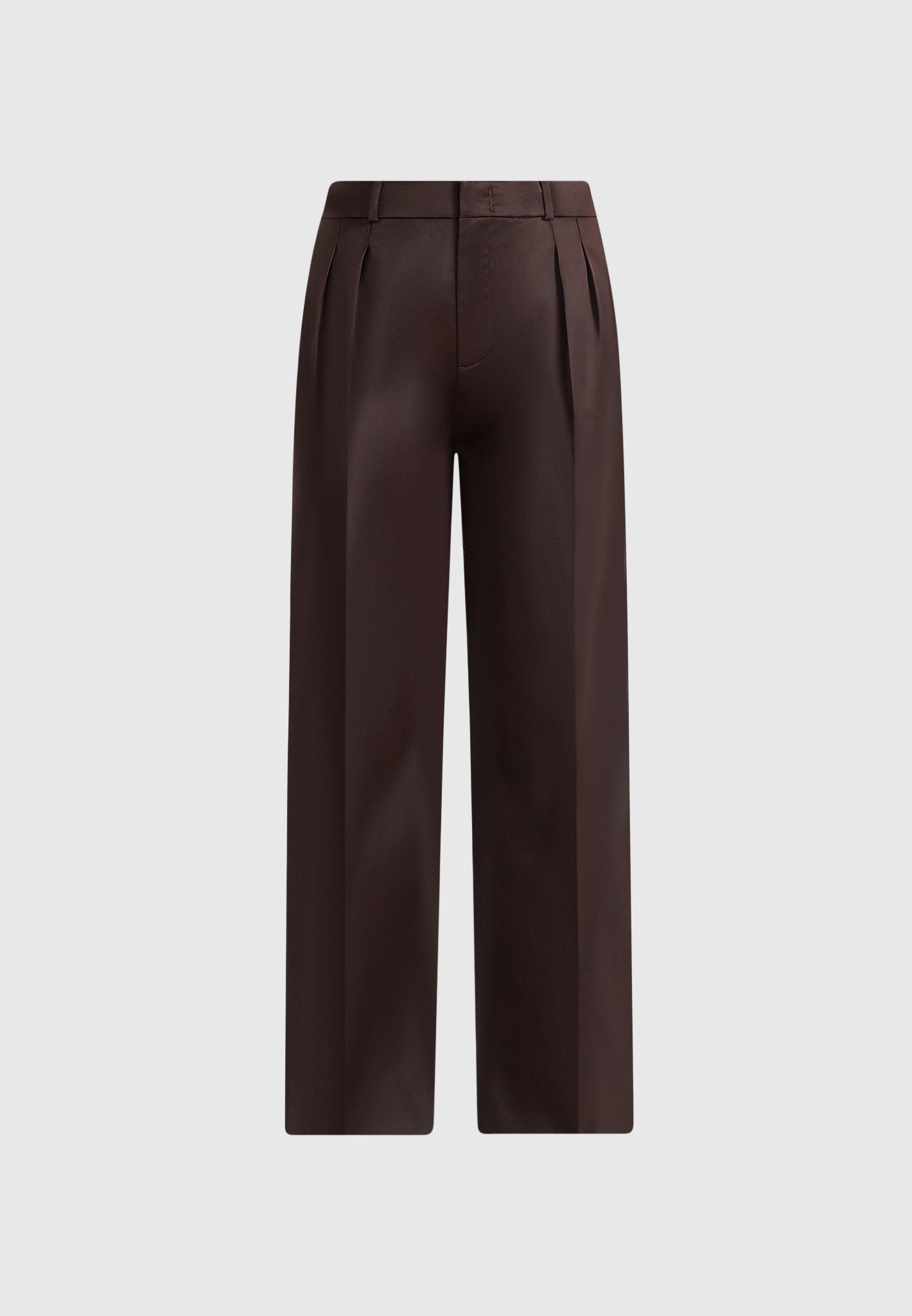 Julie - Satin Twin Pleat Trousers - Brown