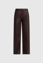 Julie - Satin Twin Pleat Trousers - Brown