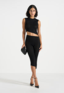 Eugenie - Pointelle Asymmetric Top - Black