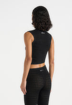 Eugenie - Pointelle Asymmetric Top - Black