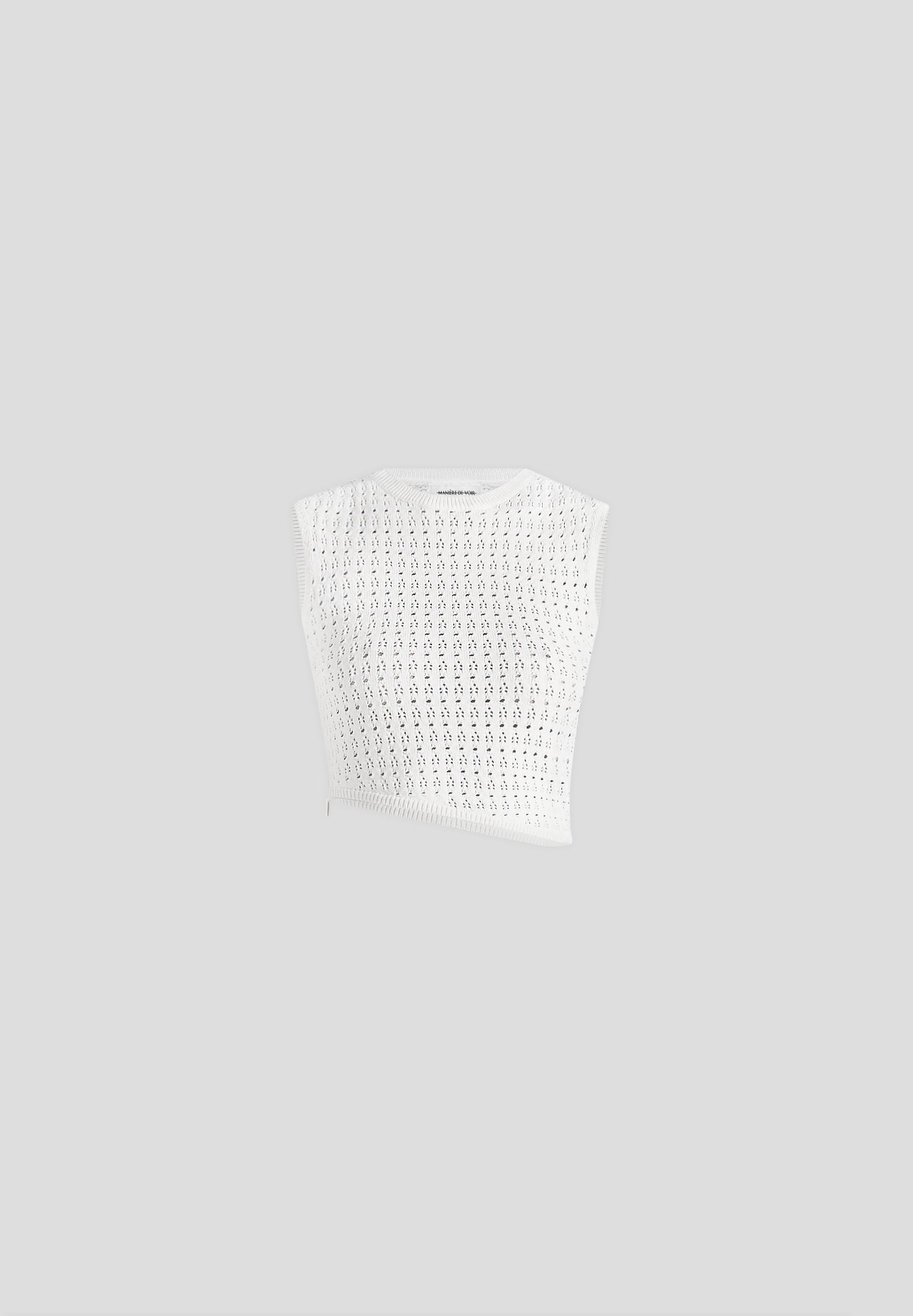 Kelsey - Pointelle Asymmetric Top - Cream