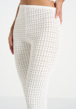 Piper - Pointelle Asymmetric Capri Leggings - Cream