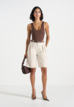 Lorette - Linen Twin Pleat Shorts - Natural