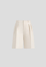 Lorette - Twin Pleat Linen Shorts - Natural