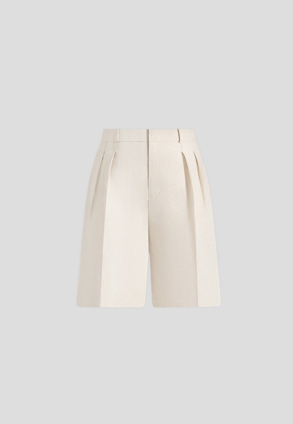 Lorette - Twin Pleat Linen Shorts - Natural