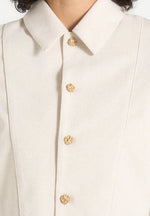 Florine - Linen Pintuck Cropped Shirt - Natural
