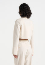 Florine - Linen Pintuck Cropped Shirt - Natural