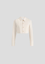 Florine - Linen Pintuck Cropped Shirt - Natural