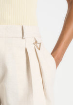 Ingrid - Linen Twin Pleat Trousers - Natural