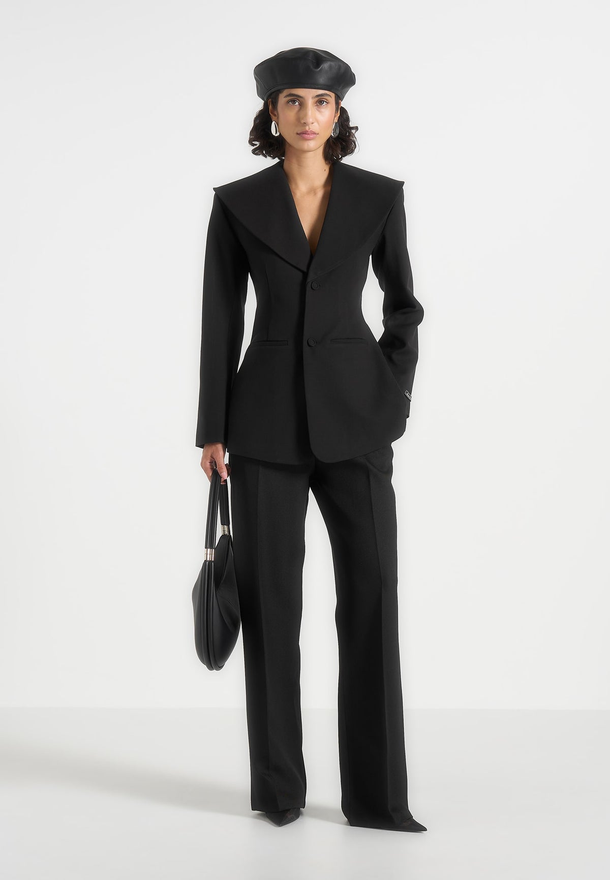 Emy - Shawl Hourglass Blazer - Black