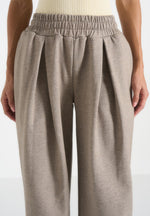 Fanny - Straight Leg Box Pleat Joggers - Taupe